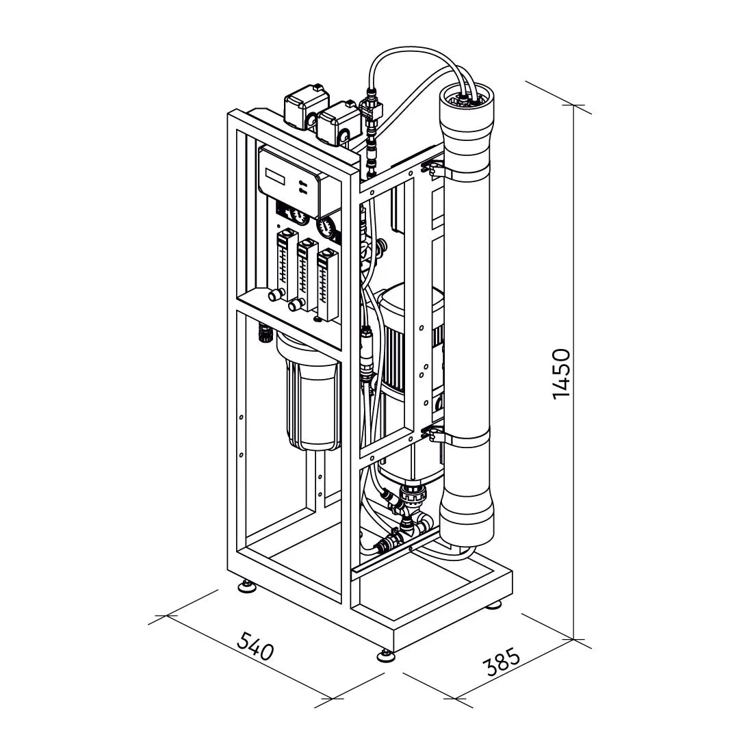 Sistema de Ósmosis Inversa RO2400 en Acero Inoxidable de 375 Litros por Hora - rainpure