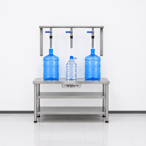 Mesa de llenado de Acero Inox y lenado de tres válvulas empotrable - rainpure