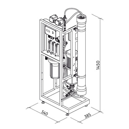Sistema de Ósmosis Inversa RO2400 en Acero Inoxidable de 375 Litros por Hora - rainpure