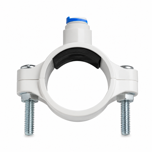 Abrazadera de Drenaje 2” x 1/4” con Conector Rápido para Tubería PVC